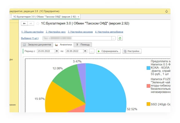 Синхронизация с 1С ОФД Такском рис. 1